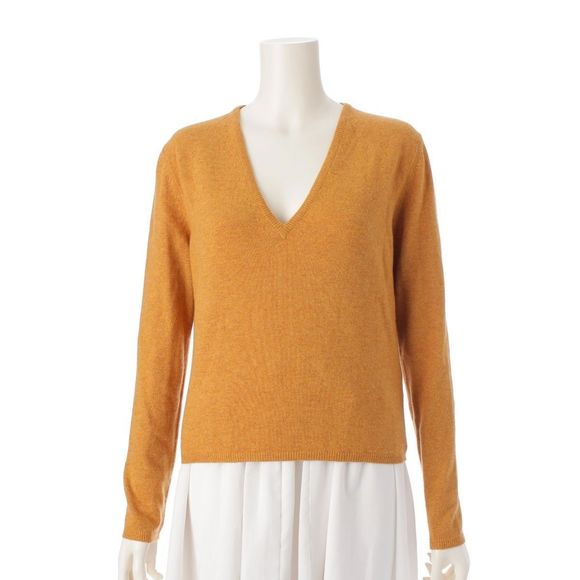 Prada Cashmere V-neck Cropped Long Sleeved Sweater Knit Top 34767 Yellow 40 - Picture 1 of 10